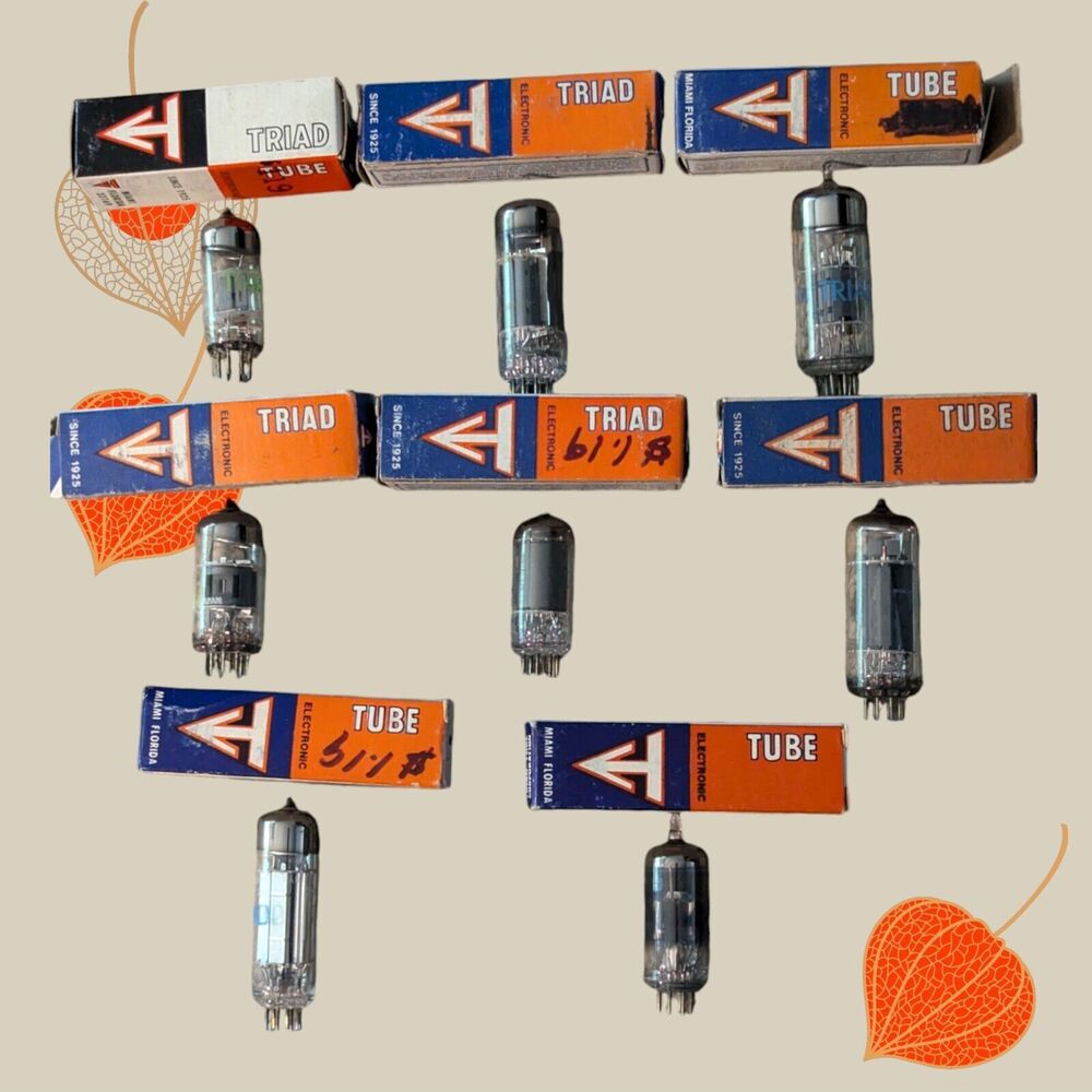 8 Lot Vintage NOS NIB Triad 6T8 6AB4 6AU8 6DR7 6BN6 6DK6 6DT6 6BR8 Vacuum Tube